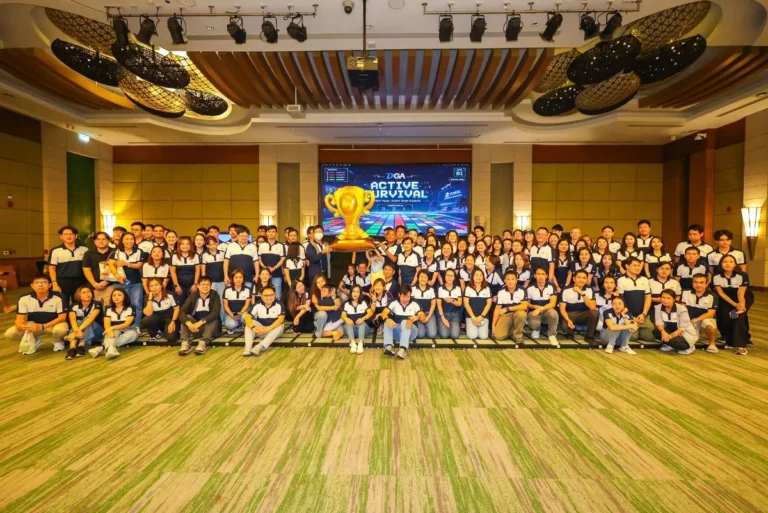 Conference attendees in a ballroom