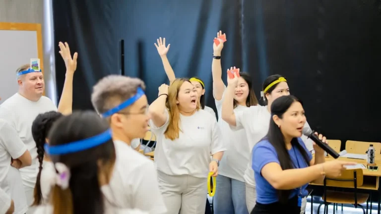 Team cheering during an activity